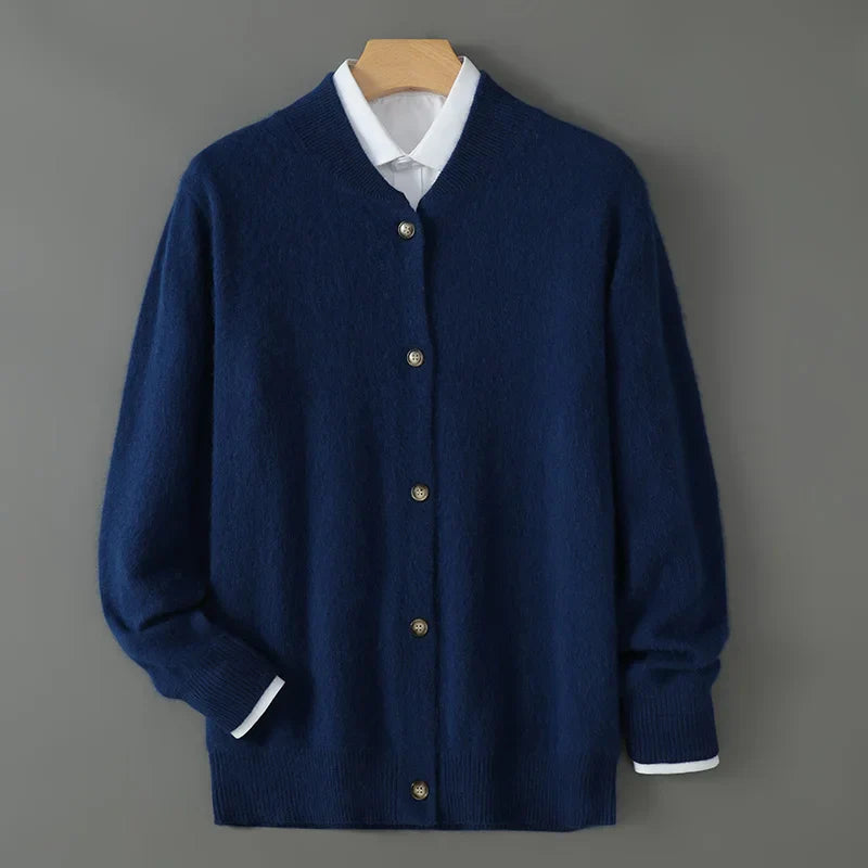 Frostan Men’s Cashmere Cardigan – Lightweight Brushed Knit with Button-Up Design