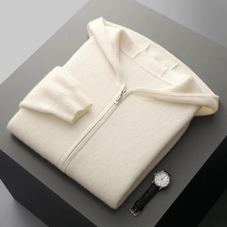 Aries Men’s Hooded Jacket – Lightweight Cashmere Zip-Up Jacket