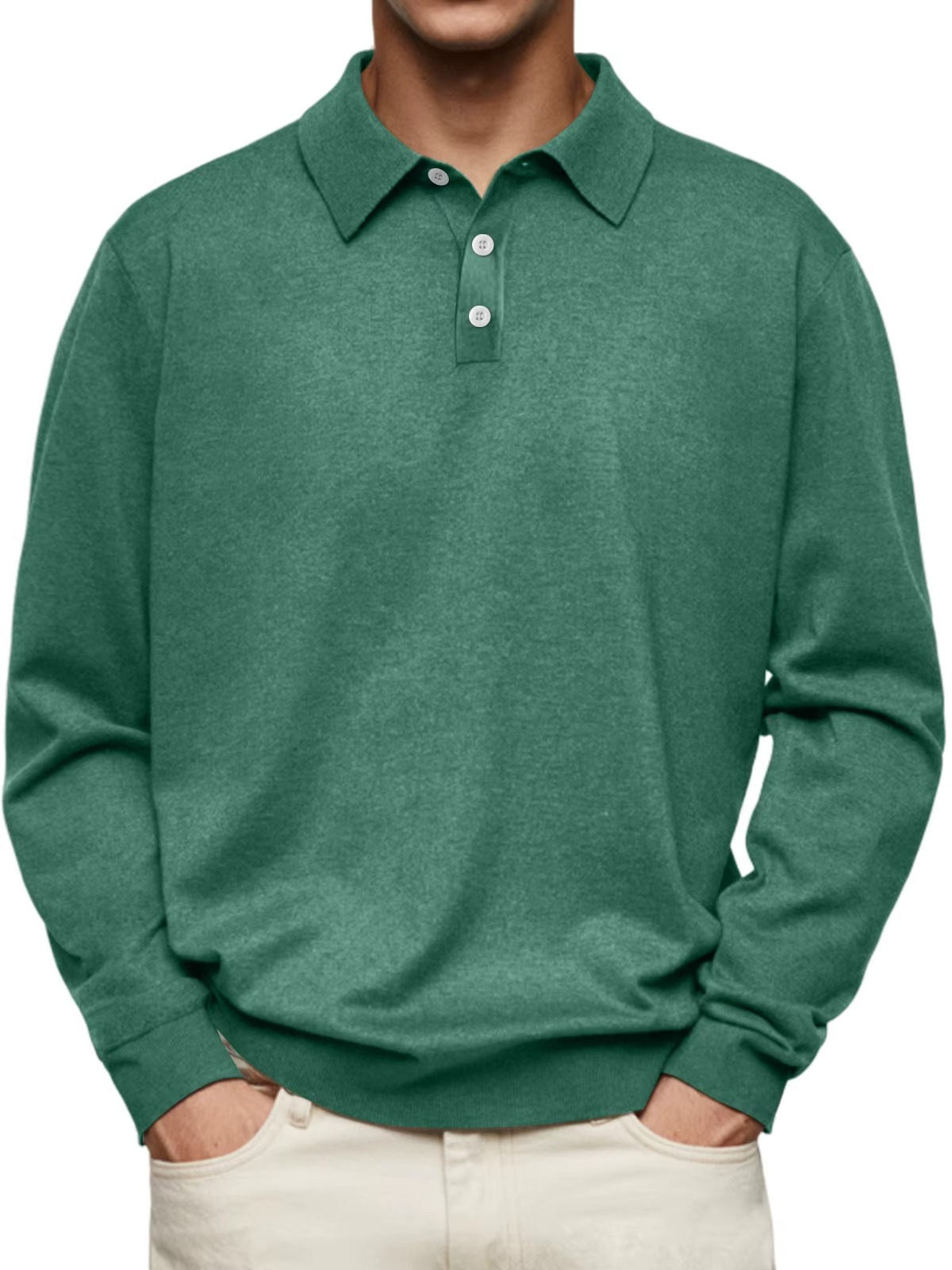 Daren Men’s Polo Shirt – Long Sleeve with Button Closure