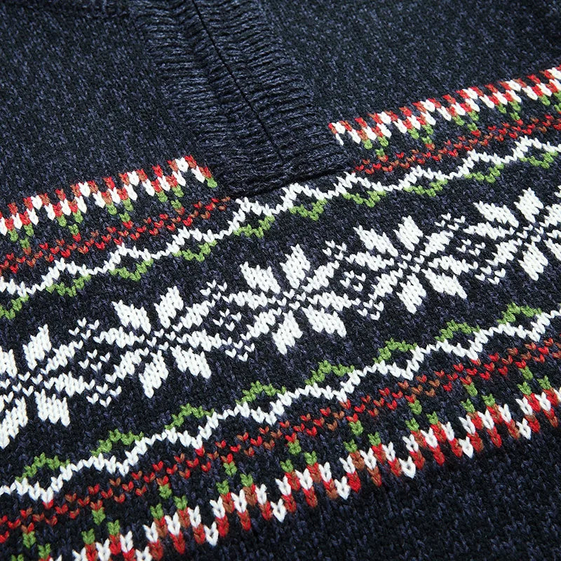 Cris Men's Christmas Sweater – Wool Knit Quarter-Zip Sweater