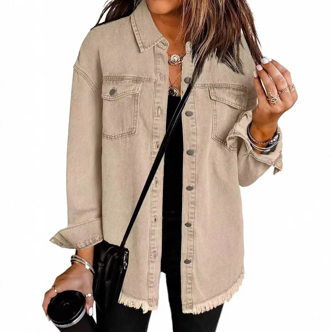 Marissa Women’s Denim Shirt Jacket – Relaxed Button Front Overshirt