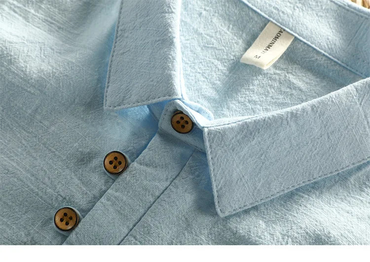 Henry Polo Shirt – Organic Cotton Linen Blend with Minimalist Collar