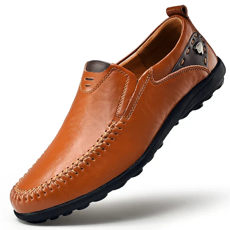 Steffano Slip-On Leather Loafers — Cushioned Minimalist Casual Dress Shoes