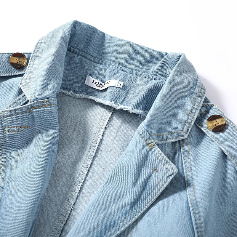 Zane Belted Denim Coat