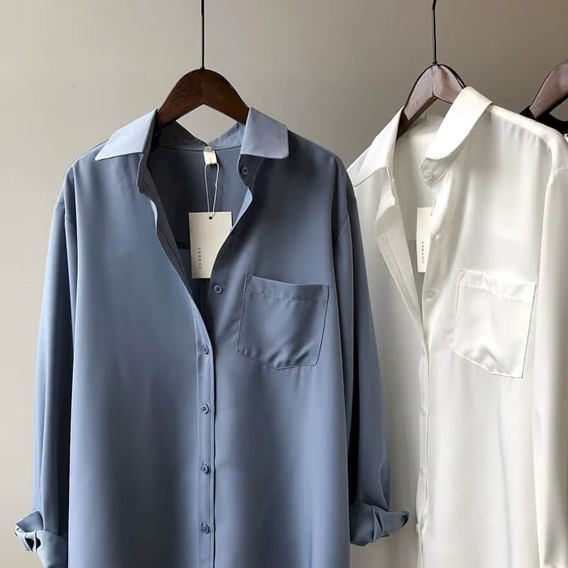 Giada Silk Drape Blouse – Lightweight Satin Shirt for Polished Everyday Looks