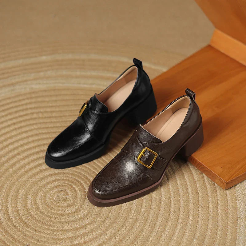 Veronica Women’s Loafers – Italian Leather Buckle Dress Shoes