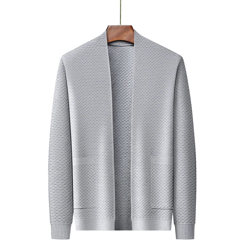 Inigo Men’s Jacquard Knit Cardigan – Soft Touch Embossed Cotton Cardigan