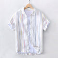 Seattle Men's Dress Shirt – Lightweight Striped Linen Blend with Relaxed Fit 0
