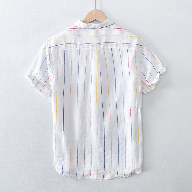 Seattle Men's Dress Shirt – Lightweight Striped Linen Blend with Relaxed Fit 2