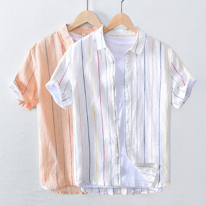 Seattle Men's Dress Shirt – Lightweight Striped Linen Blend with Relaxed Fit 3