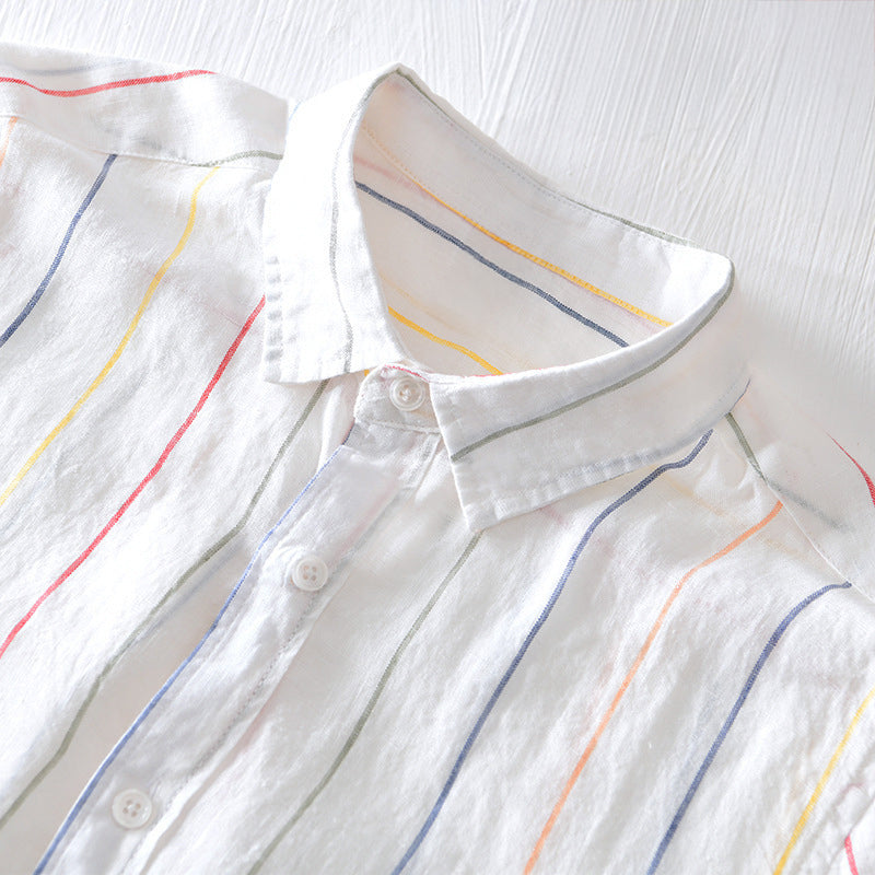 Seattle Men's Dress Shirt – Lightweight Striped Linen Blend with Relaxed Fit 4