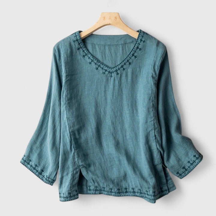 Seattle White Blouse – Lightweight Fabric with Elegant Embroidery & Relaxed Fit 1