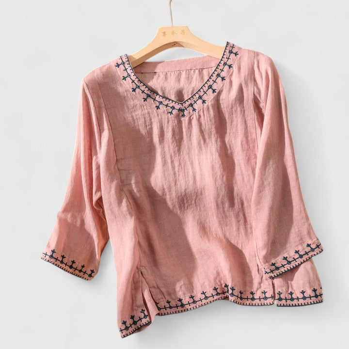 Seattle White Blouse – Lightweight Fabric with Elegant Embroidery & Relaxed Fit 2