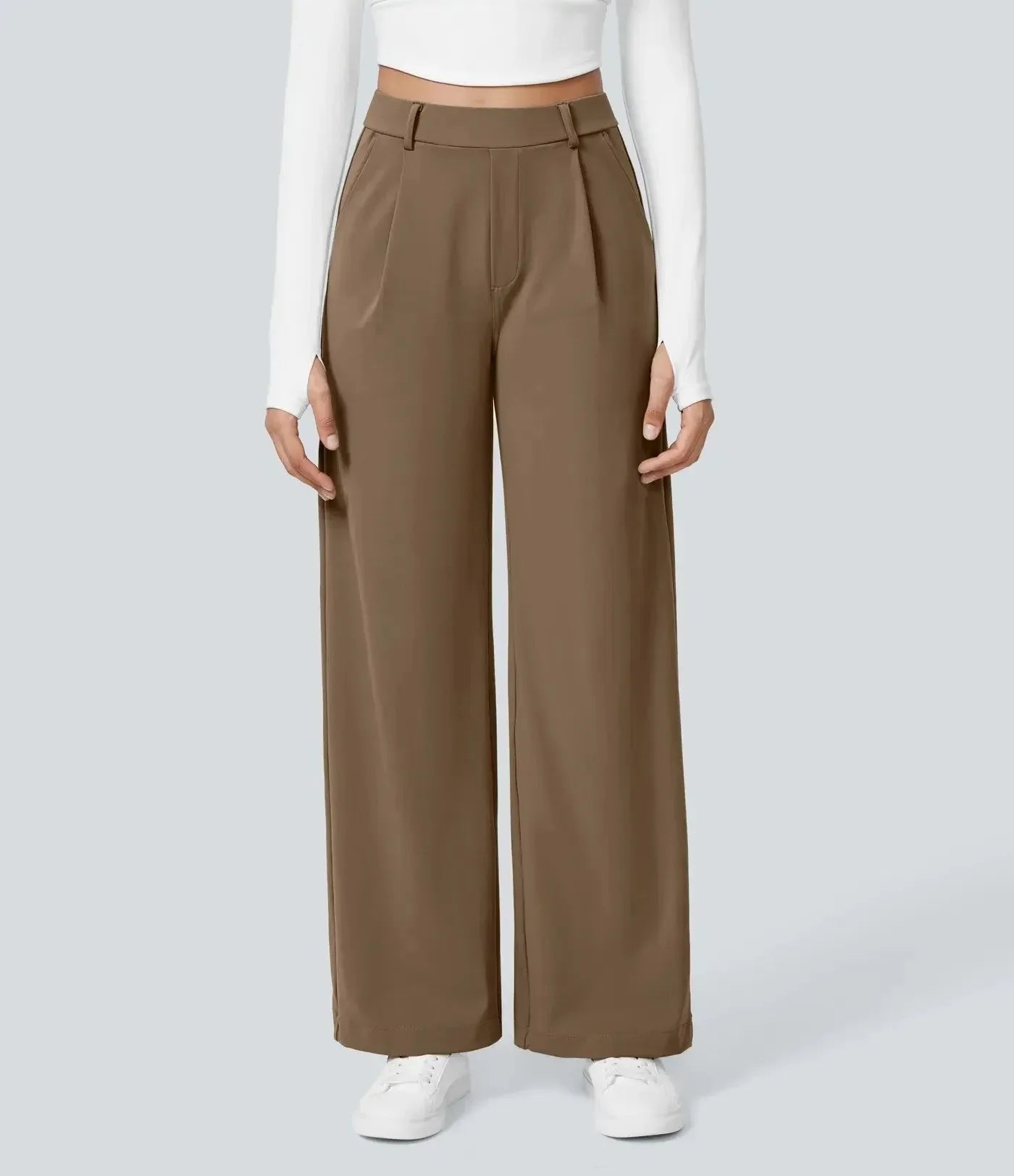 Valencia Women’s Wide-Leg Trousers – High-Waist Pleated Pants with All-Season Comfort