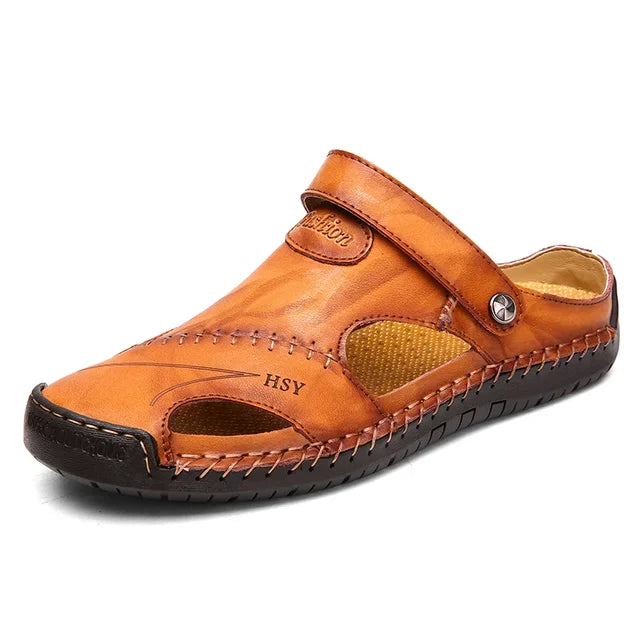 Giovanni Genuine Leather Sandals — Hand-Stitched Casual Summer Footwear