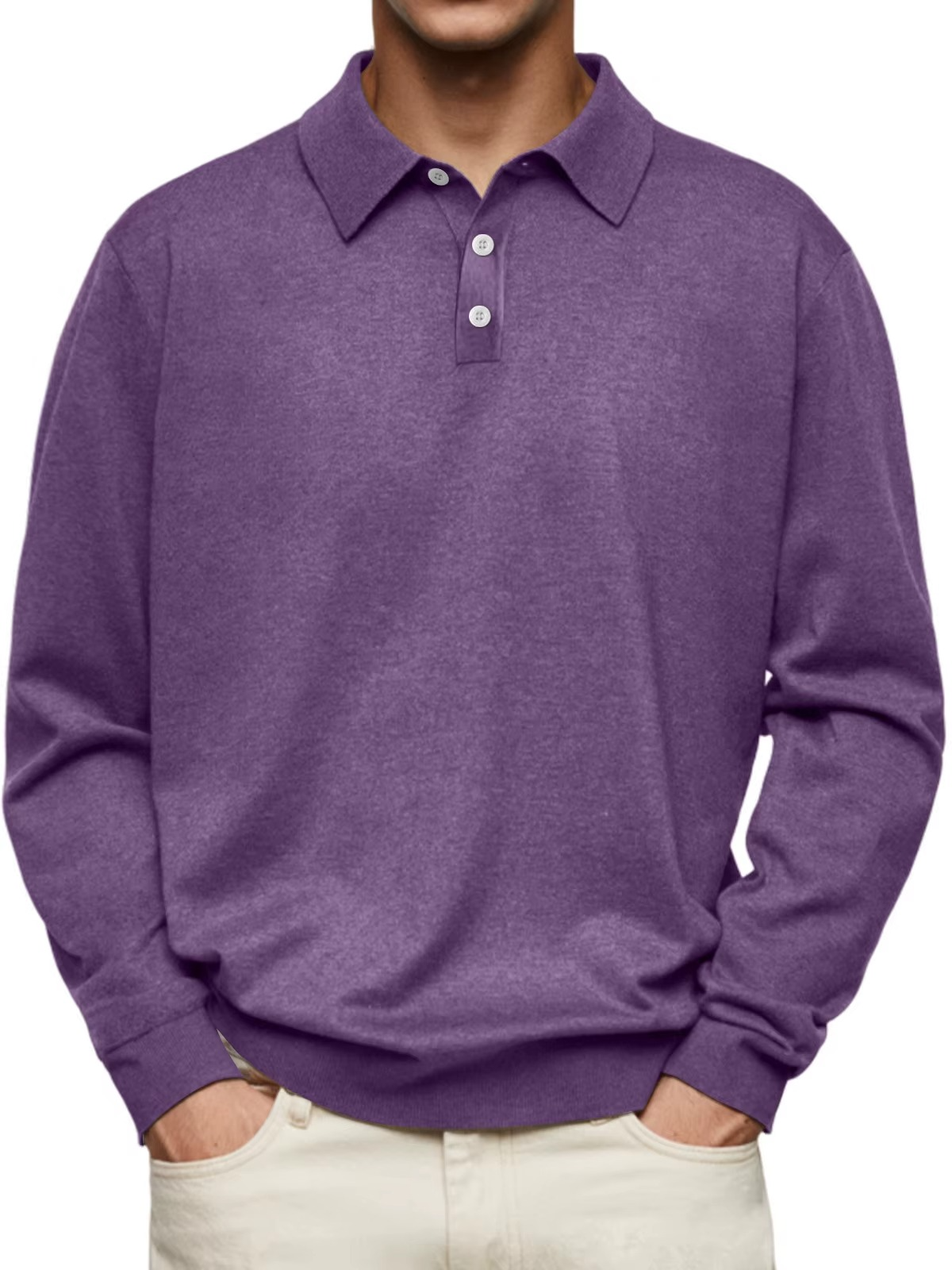 Daren Men’s Polo Shirt – Long Sleeve with Button Closure