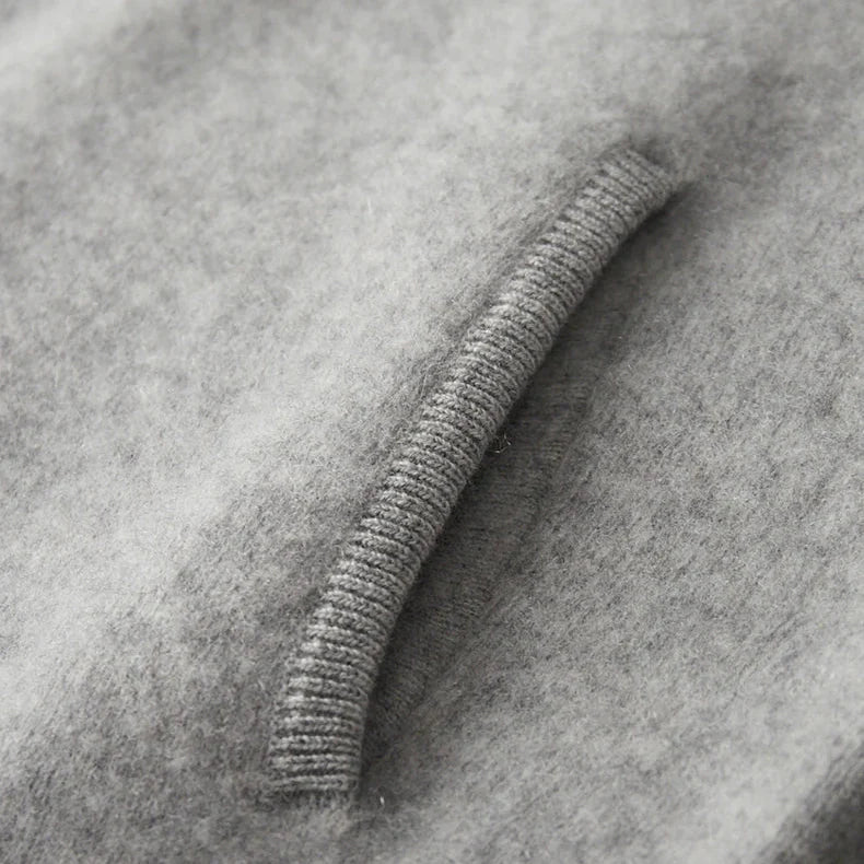 Roosebelt Men’s Wool Cardigan – Pure Wool Knit with Dual-Zip Closure