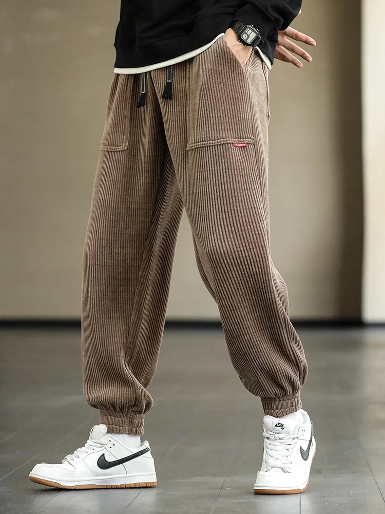 Lorenzo Corduroy Joggers – Tapered Soft-Touch Lounge Pants for Cold-Season Styling