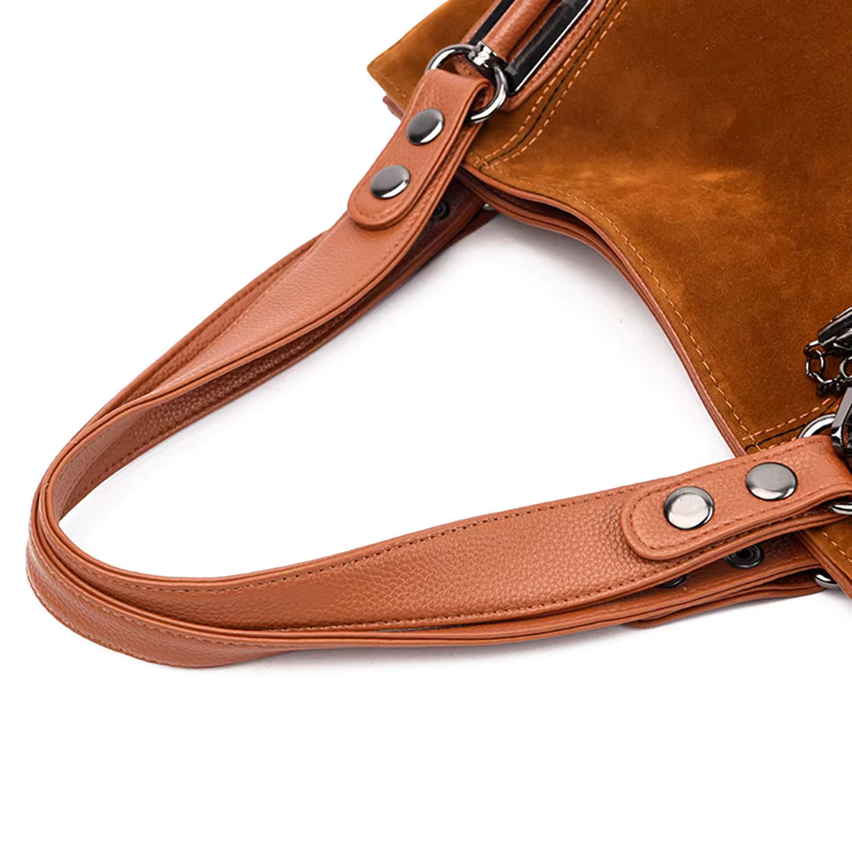 Ealla Women’s Leather Handbag – Soft Suede Finish with Structured Interior