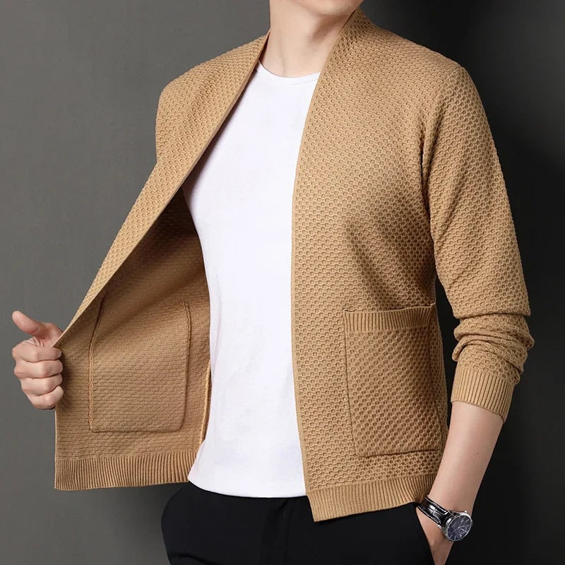 Inigo Men’s Jacquard Knit Cardigan – Soft Touch Embossed Cotton Cardigan