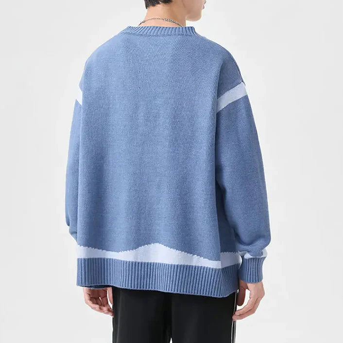 Chris Men’s Wool Cardigan – Contrast Stripe Knit with Toggle Closures