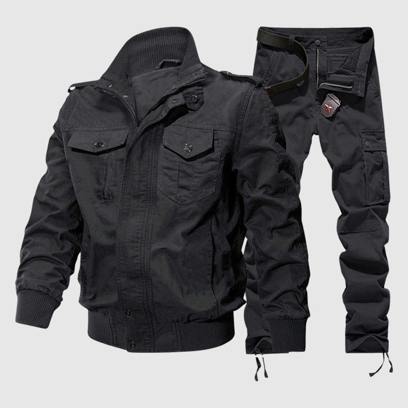Harrison Men's Tactical Cargo Set – Cotton-Blend Explorer Jacket & Pants