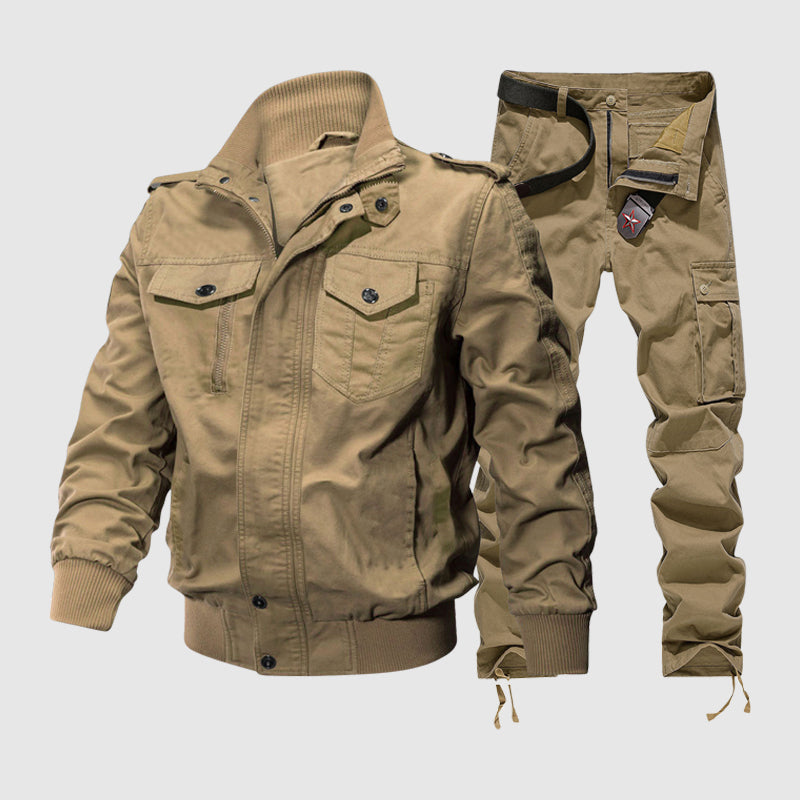 Harrison Men's Tactical Cargo Set – Cotton-Blend Explorer Jacket & Pants