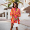 Sienna Bohemian Mini Dress – Lightweight Polyester with Playful Patterns 0
