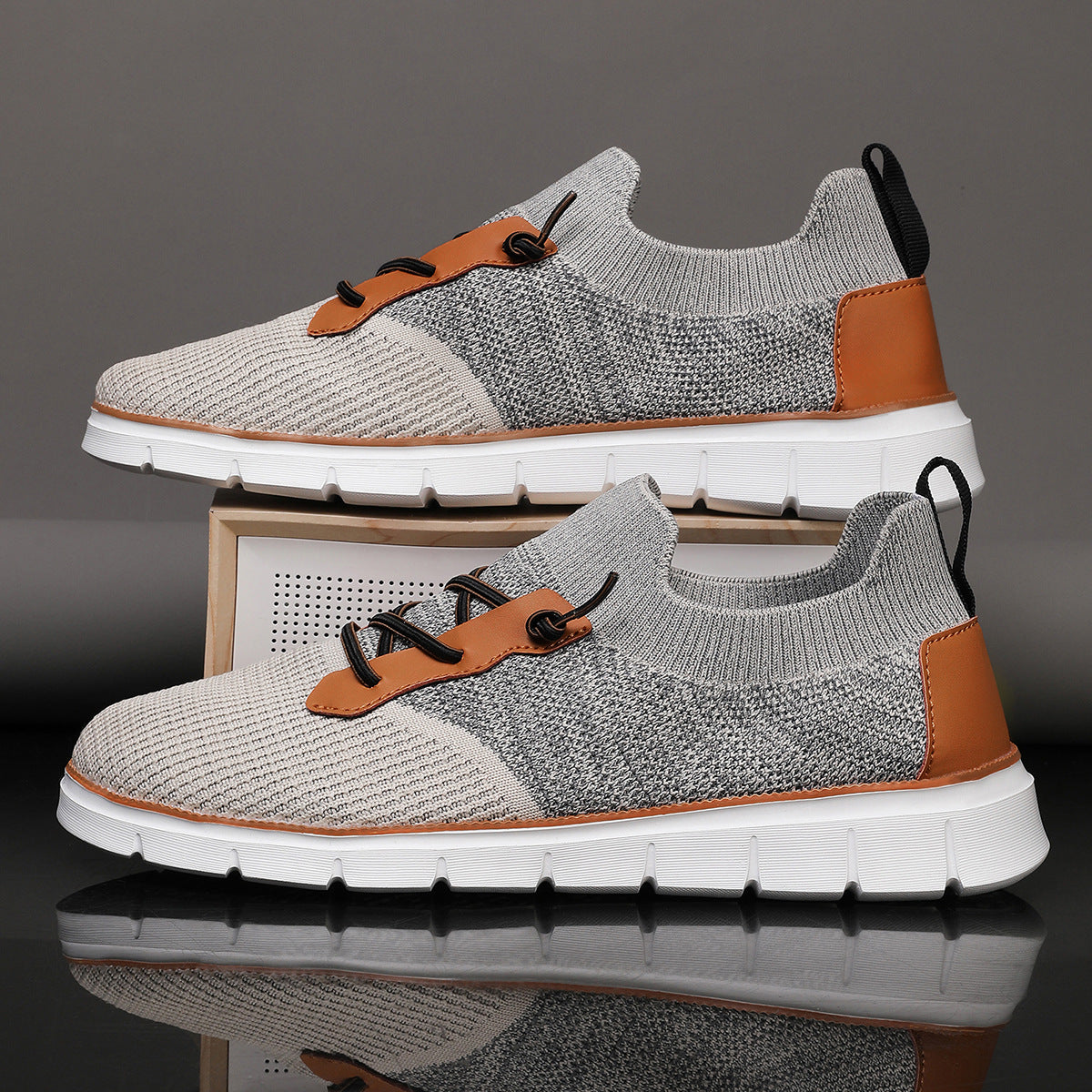 Sierra Breathable Knit Slip-On Sneakers – Cushioned Comfort with Leather Accents 5