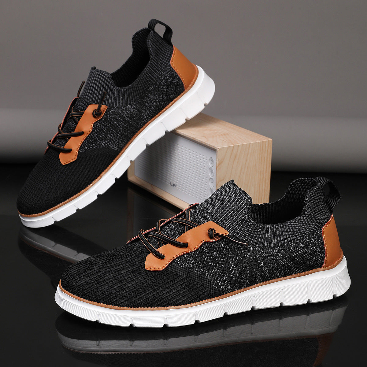 Sierra Breathable Knit Slip-On Sneakers – Cushioned Comfort with Leather Accents 7