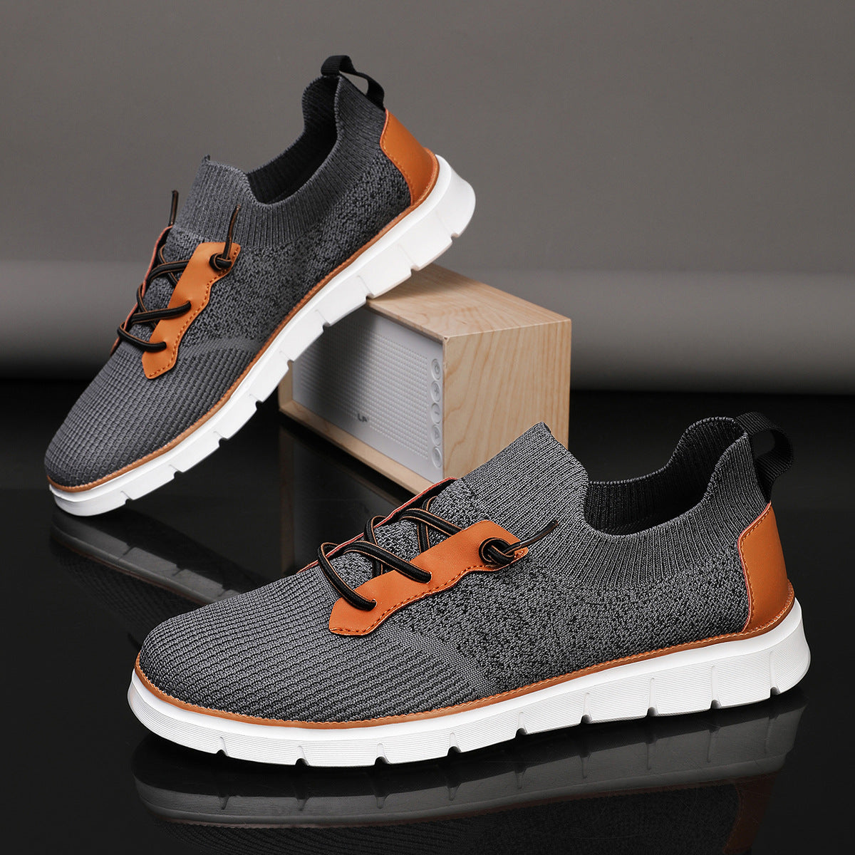 Sierra Breathable Knit Slip-On Sneakers – Cushioned Comfort with Leather Accents 8