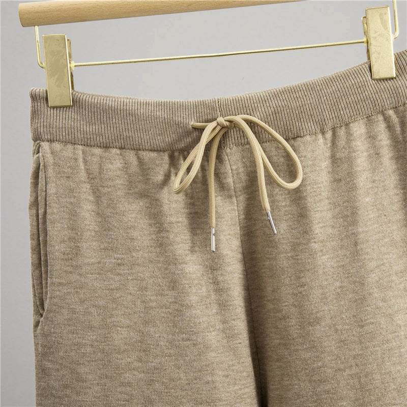 Alyna Women’s Knitted Tracksuit Set – Relaxed Hooded Top & Wide-Leg Trousers