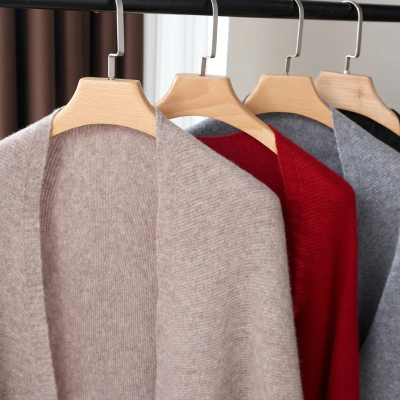 Aniza Merino Wool Women’s Cardigan – Long Sleeve Knit Top for Layering