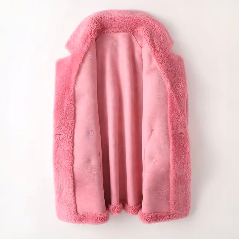 Isabella Forte Women’s Oversized Shearling Coat – Luxe Warmth with Statement Lapels