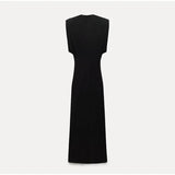 Sophia Elegant Black Midi Dress – Luxurious Polyester with Flattering Fit for Formal Occasions 2