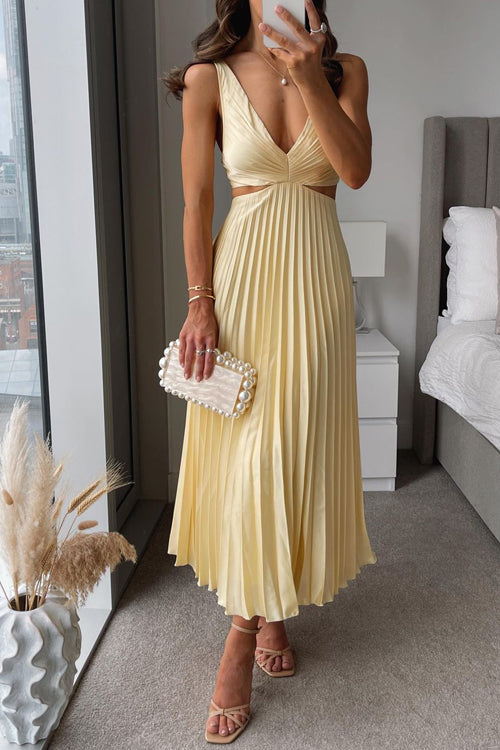 Sophia Pleated Midi Dress – Elegant Fabric with Flattering Fit for Weddings & Formal Events 0