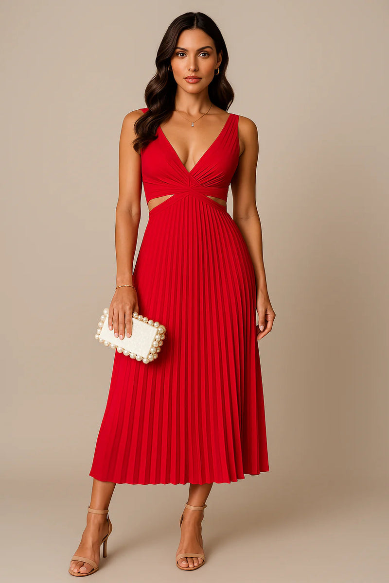 Sophia Pleated Midi Dress – Elegant Fabric with Flattering Fit for Weddings & Formal Events 3