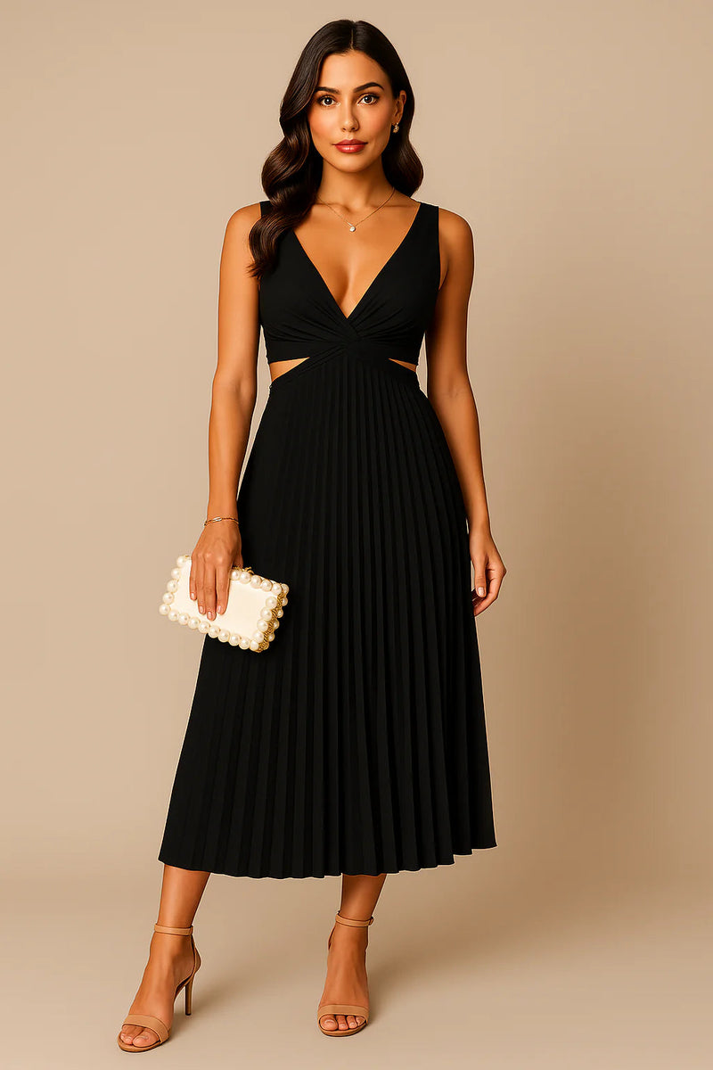 Sophia Pleated Midi Dress – Elegant Fabric with Flattering Fit for Weddings & Formal Events 4