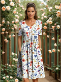 Sophia Plus Size A-Line Midi Dress – Soft Cotton Blend with Elegant Pleats 0