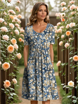 Sophia Plus Size A-Line Midi Dress – Soft Cotton Blend with Elegant Pleats 2