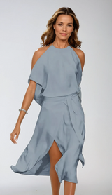 Sophie Asymmetrical Midi Dress - Lightweight Fabric & Off-Shoulder Elegance for Summer Weddings 1