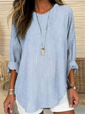 Sophie Striped Blouse – Lightweight Polyester with Relaxed Fit for All-Season Style 0