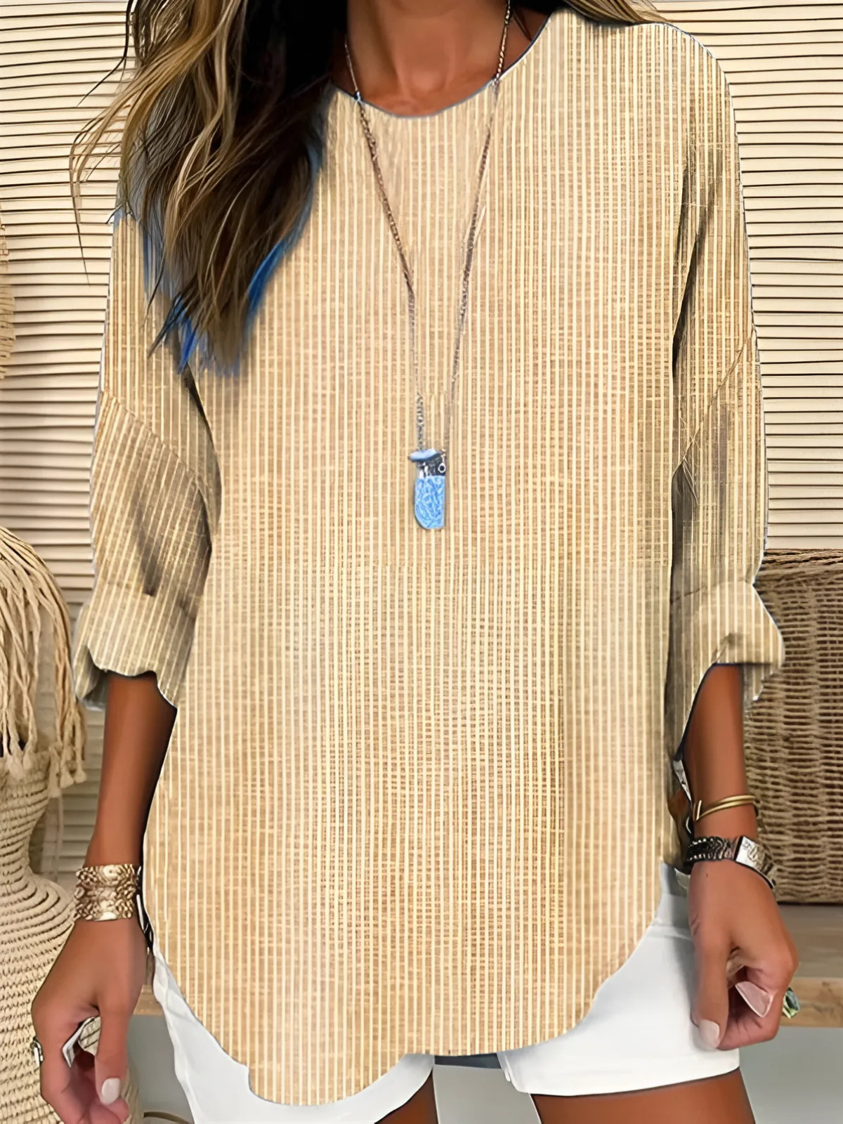 Sophie Striped Blouse – Lightweight Polyester with Relaxed Fit for All-Season Style 1