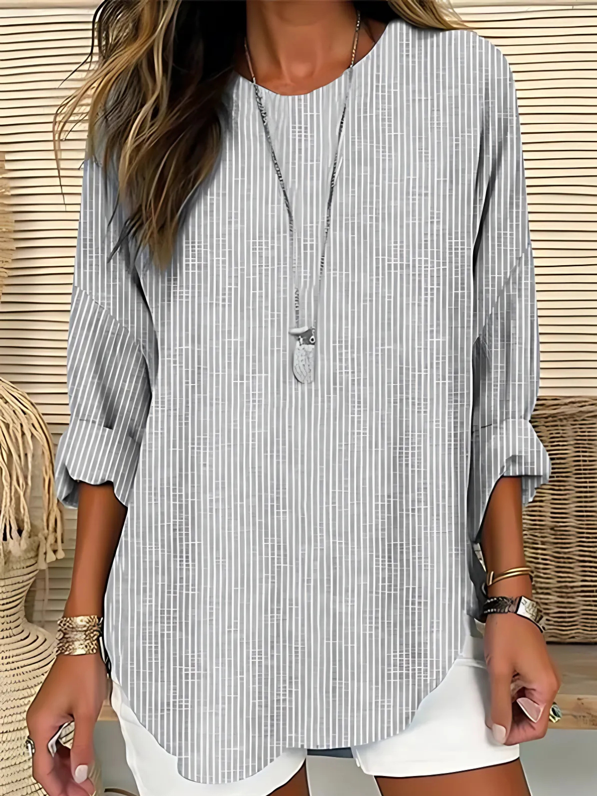 Sophie Striped Blouse – Lightweight Polyester with Relaxed Fit for All-Season Style 2