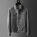 Weston Suede Trucker Jacket -  Structured Fit with Classic Snap Design
