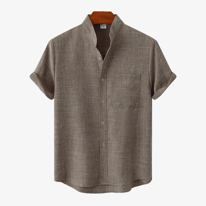 Sunnyvale Men's Shirt – Lightweight Linen Blend with Collarless Design 3