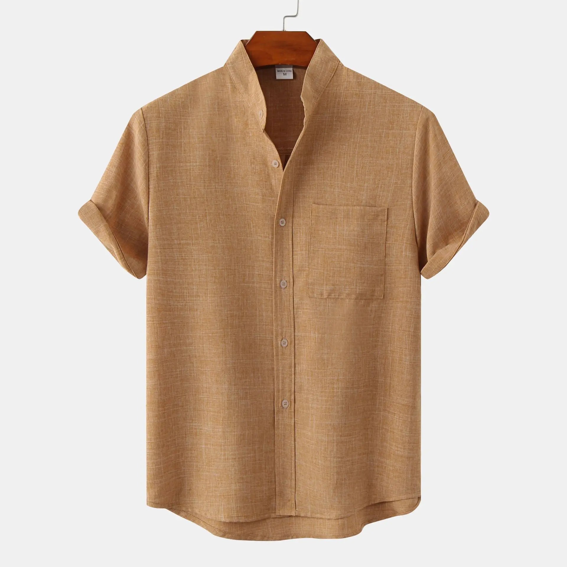 Sunnyvale Men's Shirt – Lightweight Linen Blend with Collarless Design 4