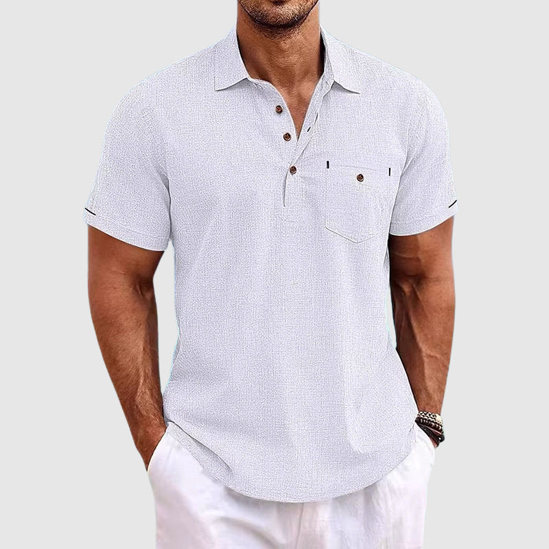 Callum Linen Polo – Men's Linen Shirt with Soft Collar & Tailored Fit
