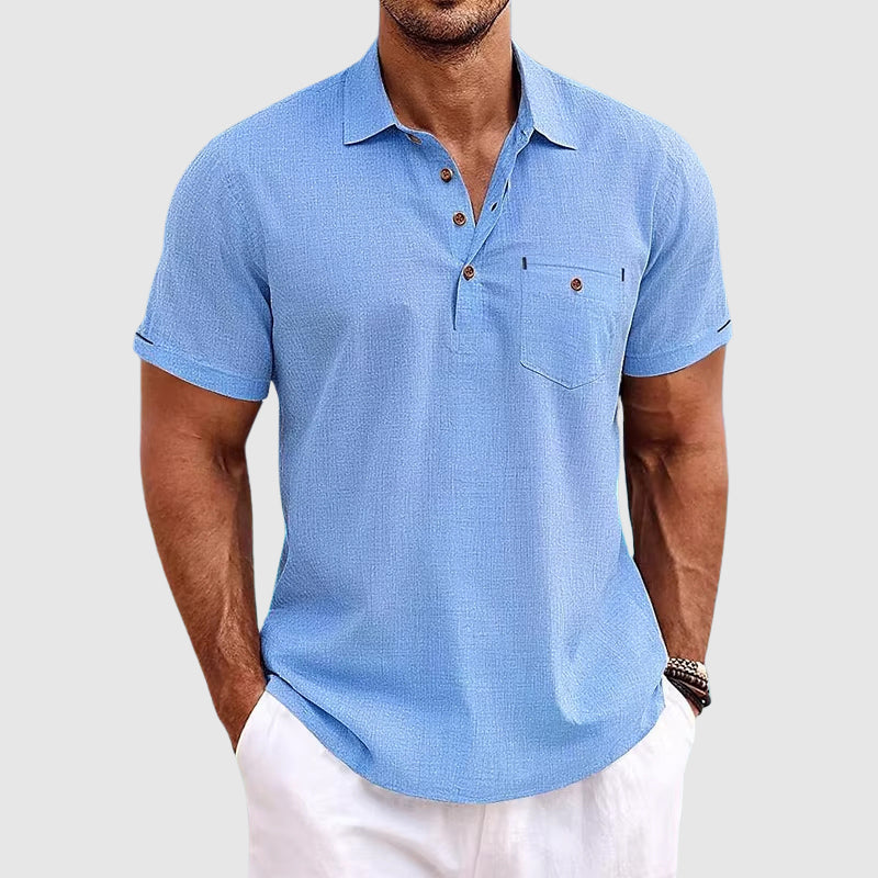 Callum Linen Polo – Men's Linen Shirt with Soft Collar & Tailored Fit