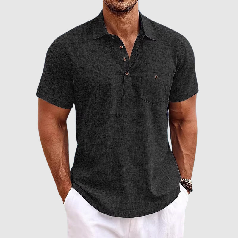 Callum Linen Polo – Men's Linen Shirt with Soft Collar & Tailored Fit